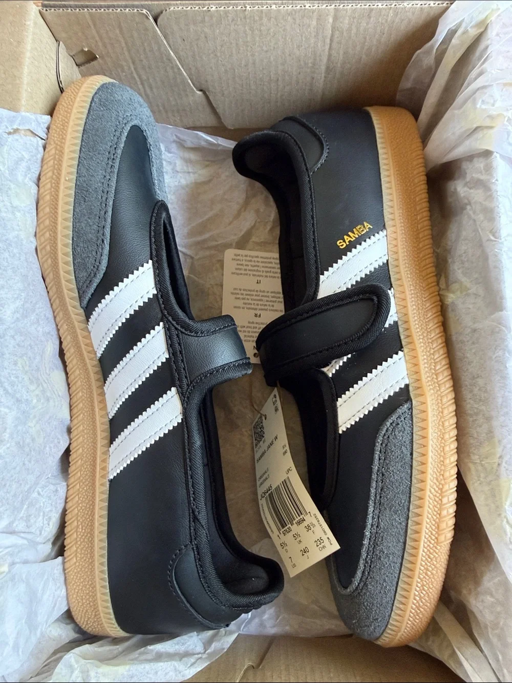 adidas Samba-Jane Sneakers Black with White Stripes - Picture 5 of 8